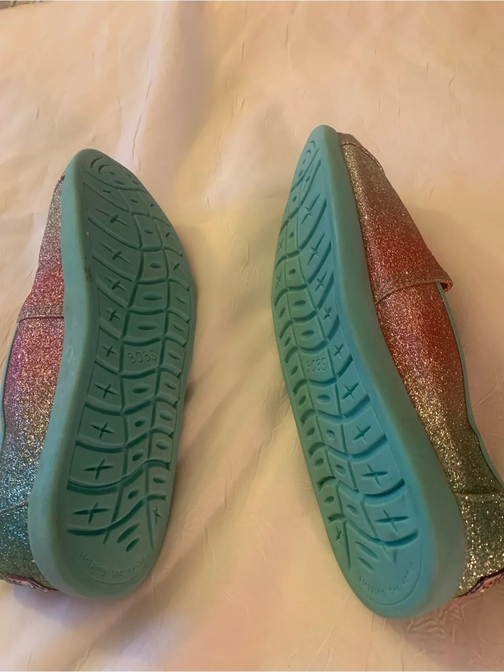 NEW Lil BOBS from Skechers Glitter Slip-Ons in Pink, Silver & Turquoise, size Y6